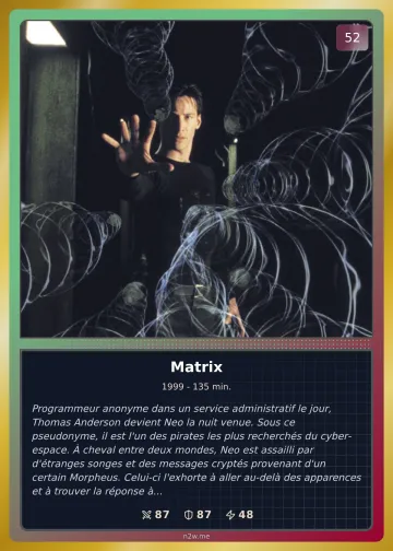 Carte du film Matrix
