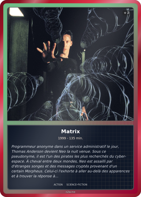 Carte du film Matrix